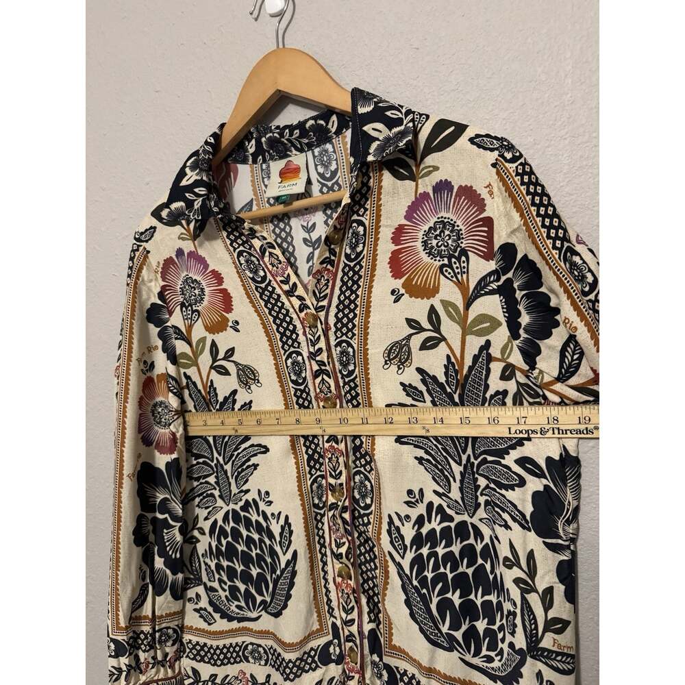 Farm Rio Multicolor Floral Viscose Mini Dress Long Sleeve size M - Picture 5 of 5